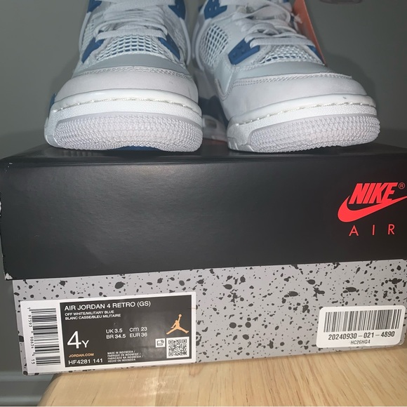 Air Jordan 4 Retro Military Blue GS Shoes sz 4Y - Picture 7 of 7